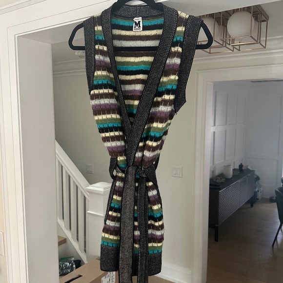 M by MISSONI - Multicolour Wool Knit Belted Sweater Vest - Size US 8 / IT 44 - Picture 2 of 16